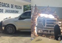 Caminhonete perde o controle, invade delegacia e deixa funcionária ferida