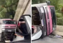 Caminhão tomba e causa interdição parcial na Rodovia Oswaldo Cruz, em Ubatuba