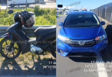Três pessoas ficam feridas em acidente de moto em rodovia de Itanhaém