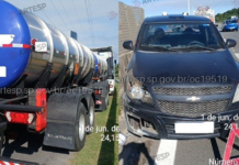 Utilitário perde o controle e bate em mureta após ser atingido por carreta em rodovia de Itanhaém