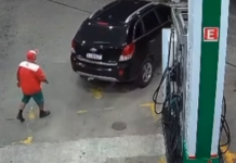 Homem foge de posto de gasolina sem pagar e causa prejuízo de R$ 300 em Praia Grande; VÍDEO