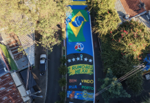 Conheça avenida do hexa em Piracicaba: pintura de rua foi feita com 350 litros de tinta