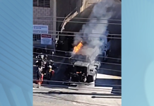 VÍDEO: Caminhão pega fogo após explosão em frente ao Ceasa