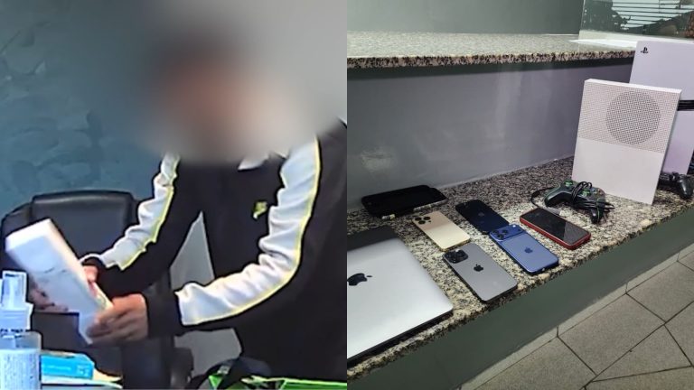 Ladrão faz funcionário refém, rouba R$ 20 mil em eletrônicos e é encontrado mudando o visual para escapar