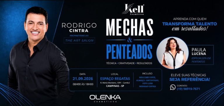 Campinas recebe Rodrigo Cintra para o Mechas e Penteados 2026, um dos principais treinamentos de tendências da beleza