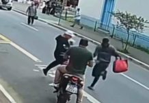 VÍDEO: Suspeito de roubar bolsa é derrubado e contido por pedestres no Centro de Taubaté
