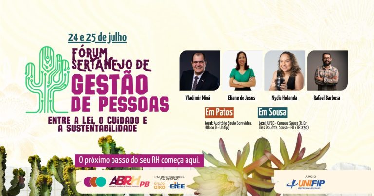 Fórum Sertanejo de Gestão acontece nos dias 24 e 25 de julho, em Patos e em Sousa