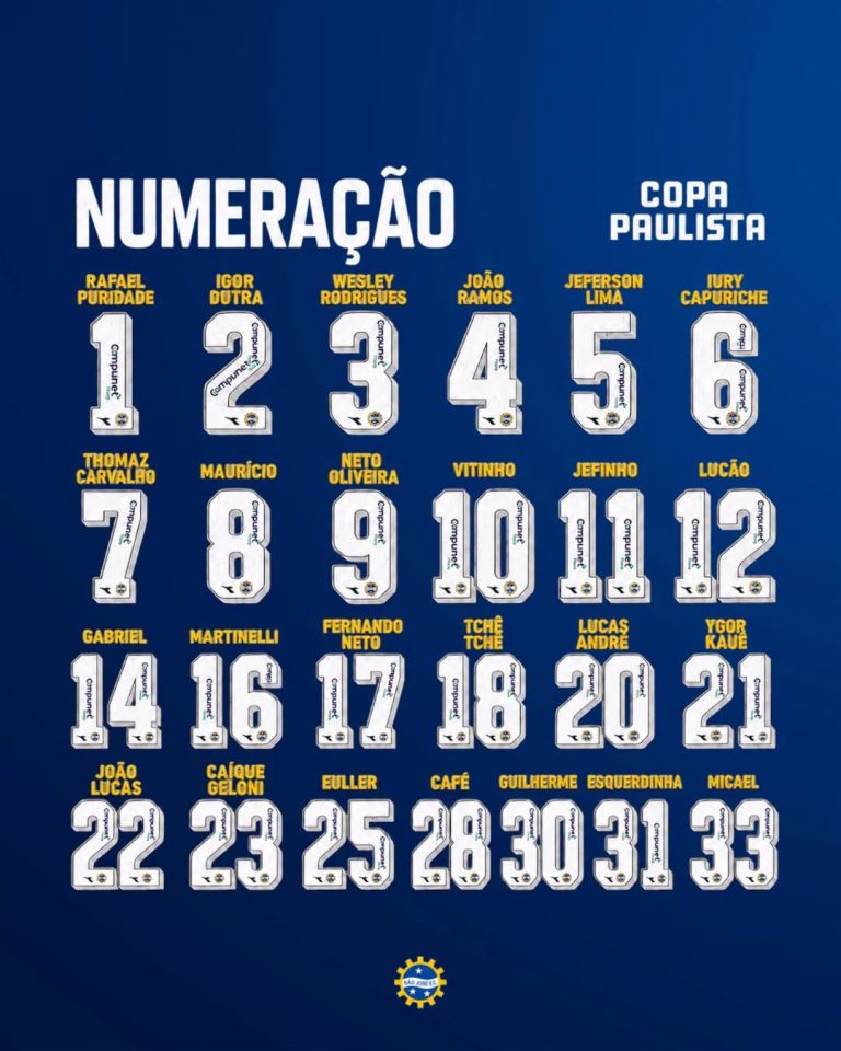 São José divulga numeração dos jogadores para a disputa da Copa Paulista; confira