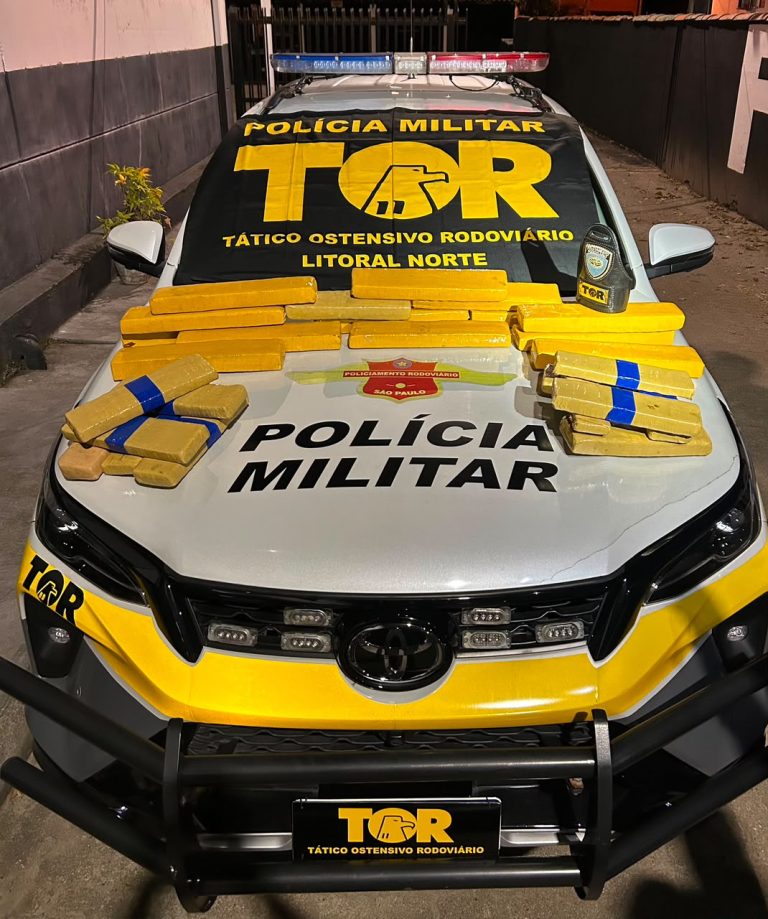 TOR apreende mais de 30 kg de maconha escondidos em fundo falso de carro na Oswaldo Cruz, em Ubatuba
