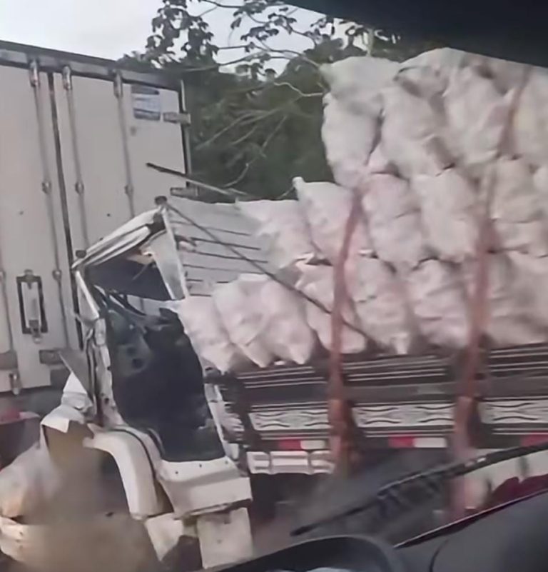 Motorista morre em colisão envolvendo três caminhões na BR-101, em Santa Rita