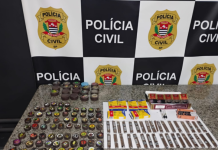 Fiscalização em adega apreende cigarros, vapes, charutos e medicamentos em comunidade do Guarujá