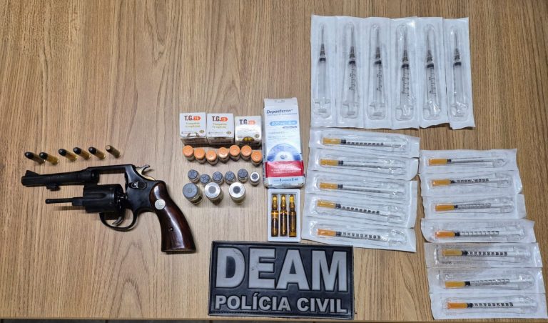 Operação contra violência doméstica apreende arma, anabolizantes e medicamentos para emagrecimento em Santa Rita