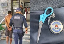 Homem é preso após ameaçar vigilante com tesoura em comércio do Guarujá