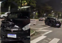 Motorista é investigado por embriaguez ao volante após perder o controle e bater em duas motocicletas estacionadas em avenida de Santos