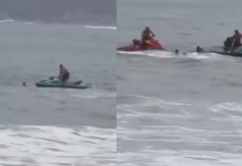 Mulher é resgatada após se afogar em praia do Guarujá; VÍDEO