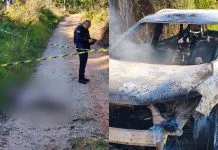 Corpo é encontrado sem roupa e carro é achado queimado