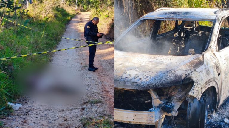 Corpo é encontrado sem roupa e carro é achado queimado