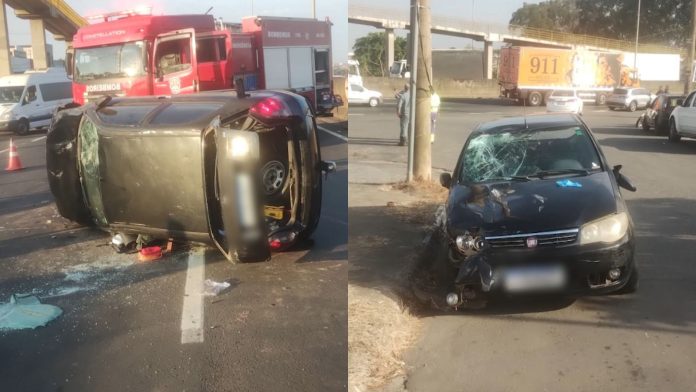 AGORA: Capotamento e problemas em veículos travam trânsito na rodovia Paulínia-Sumaré