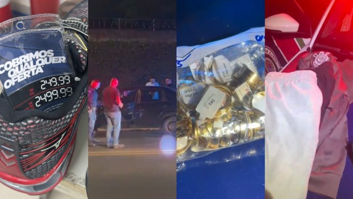 Dupla é presa com alianças, roupas, tênis e perfumes furtados avaliados em R$ 15 mil Dupla é presa com alianças, roupas, tênis e perfumes furtados avaliados em R$ 15 mil