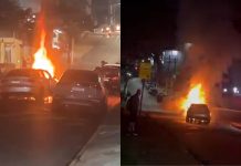Carro de luxo pega fogo durante a madrugada em Campinas