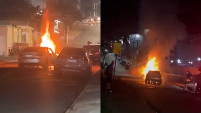 Carro de luxo pega fogo durante a madrugada em Campinas Carro de luxo pega fogo durante a madrugada em Campinas