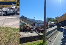 Duas pessoas morrem após passarela desabar na Rodovia Fernão Dias