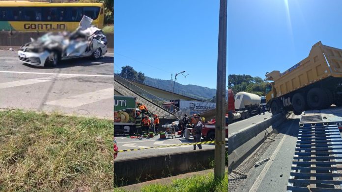Duas pessoas morrem após passarela desabar na Rodovia Fernão Dias Duas pessoas morrem após passarela desabar na Rodovia Fernão Dias