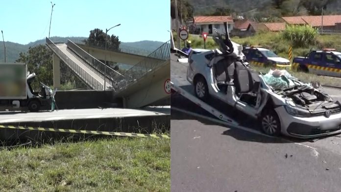 URGENTE: Motorista do caminhão que colidiu com a passarela na Rod. Fernão Dias é preso em flagrante