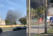 Incêndio atinge caminhão em área portuária de Santos; VÍDEO