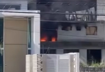 Incêndio atinge obra abandonada em avenida de Guarujá
