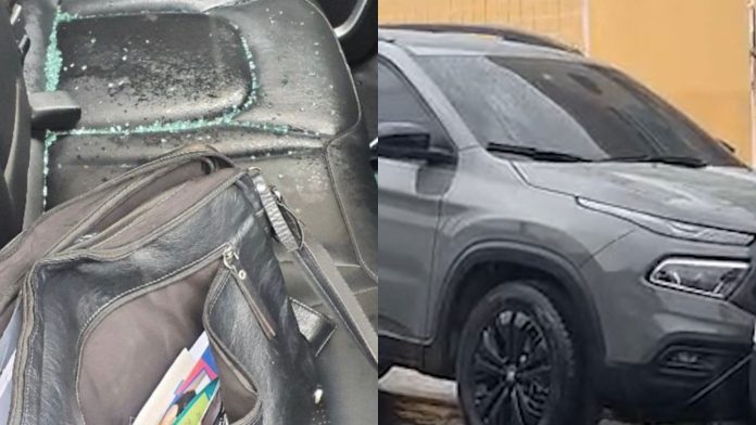 Picape furtada tem placa alterada com fita isolante e é recuperada Picape furtada tem placa alterada com fita isolante e é recuperada