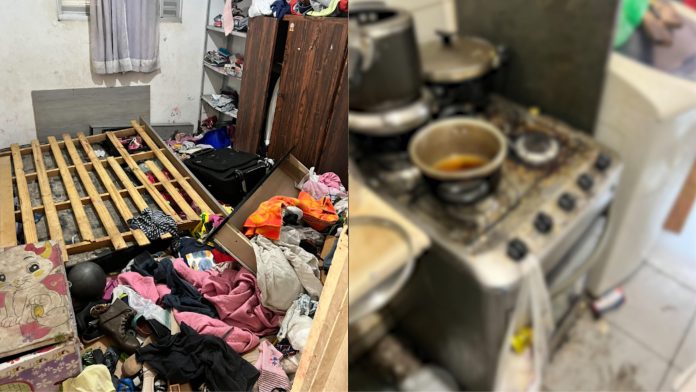 Mãe sai para viajar deixa três filhos sozinhos em situação insalubre em apartamento; Bebê está desaparecido