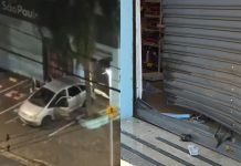 Trio usa carro para arrombar farmácia e foge após pneu estourar em Campinas