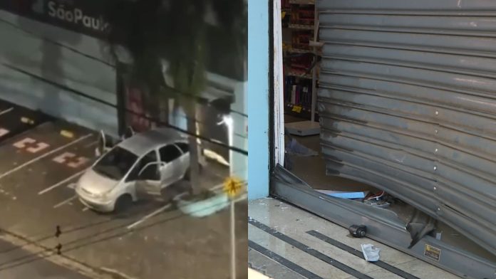 Trio usa carro para arrombar farmácia e foge após pneu estourar em Campinas Trio usa carro para arrombar farmácia e foge após pneu estourar em Campinas