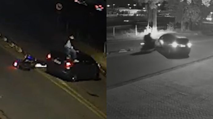 VÍDEO: Motociclista é arremessado por carro e motorista foge após acidente VÍDEO: Motociclista é arremessado por carro e motorista foge após acidente