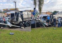 Caminhão perde os freios e atinge dez veículos em Limeira