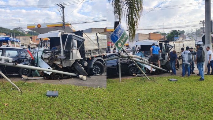 Caminhão perde os freios e atinge dez veículos em Limeira Caminhão perde os freios e atinge dez veículos em Limeira