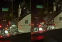 Motoboy se envolve em briga com motorista de ônibus circular e quebra o vidro do veículo no soco na John Boyd Dunlop