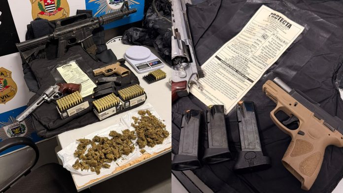 Mulher é presa com armas, drogas e um colete da Guarda Municipal dentro da própria casa em Campinas