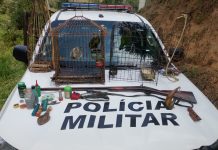 PM Ambiental apreende armas, armadilhas e animais durante operação em São José