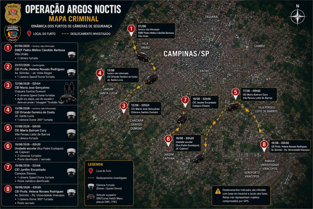 Mais de 10 câmeras são furtadas de escolas e creches de Campinas; prejuízo chega a R$ 100 mil