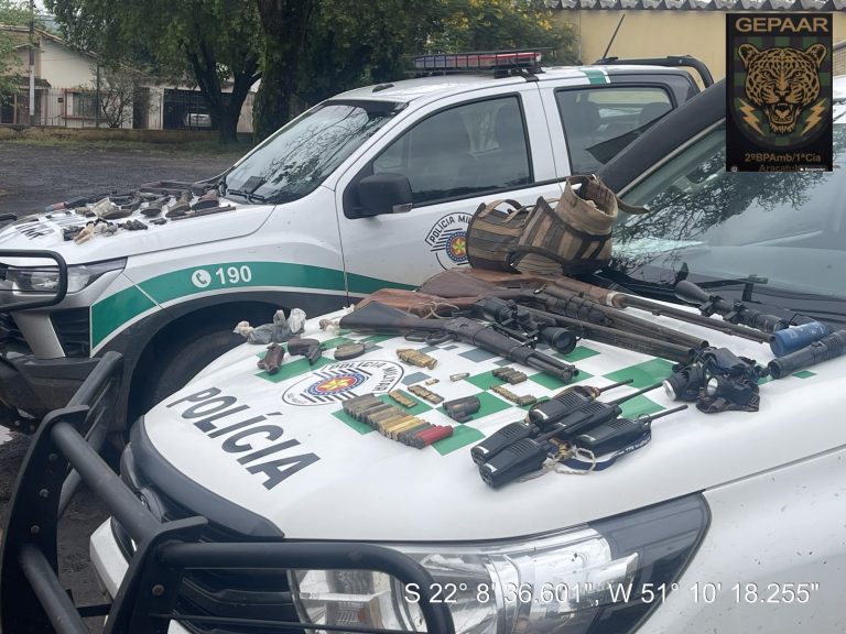 Polícia Ambiental apreende nove armas e carne de caça em fazenda