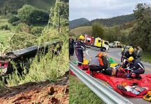Ônibus com 48 romeiros cai em ribanceira e deixa seis mortos em Cruzeiro