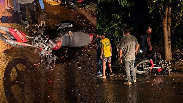 Mãe morre e filha de 12 anos fica em estado grave após colisão de moto contra árvore