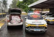 Motorista abandona carro com 17,5 mil maços de cigarro contrabandeado