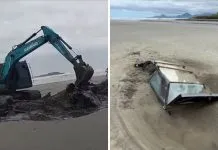 Carro soterrado na praia é retirado e pode gerar multa até R$ 10.000,00