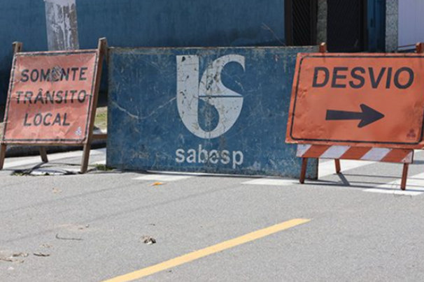 obras da sabesp na baixada santista