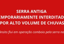 Serra Antiga da Tamoios é interditada novamente por causa do volume de chuva